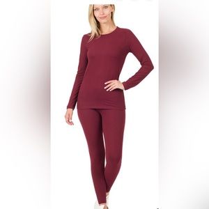 Zenana Microfiber Round Neck Top & Leggings Set